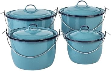 Juego de Ollas de Acero Vitrificado, Azul turquesa (Greta)