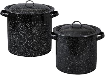 Juego de Ollas Altas Negro Jaspeado, Acero Vitrificado