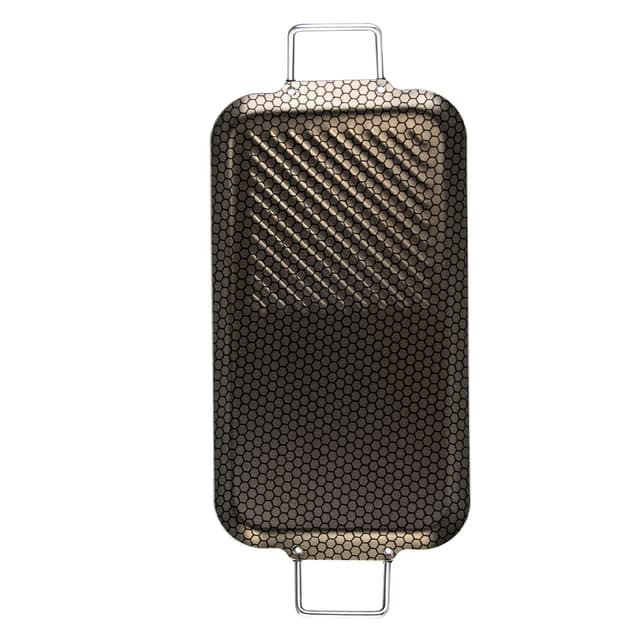 Parrilla Doble con Grill 28 x 63 cm Negro Magnífica