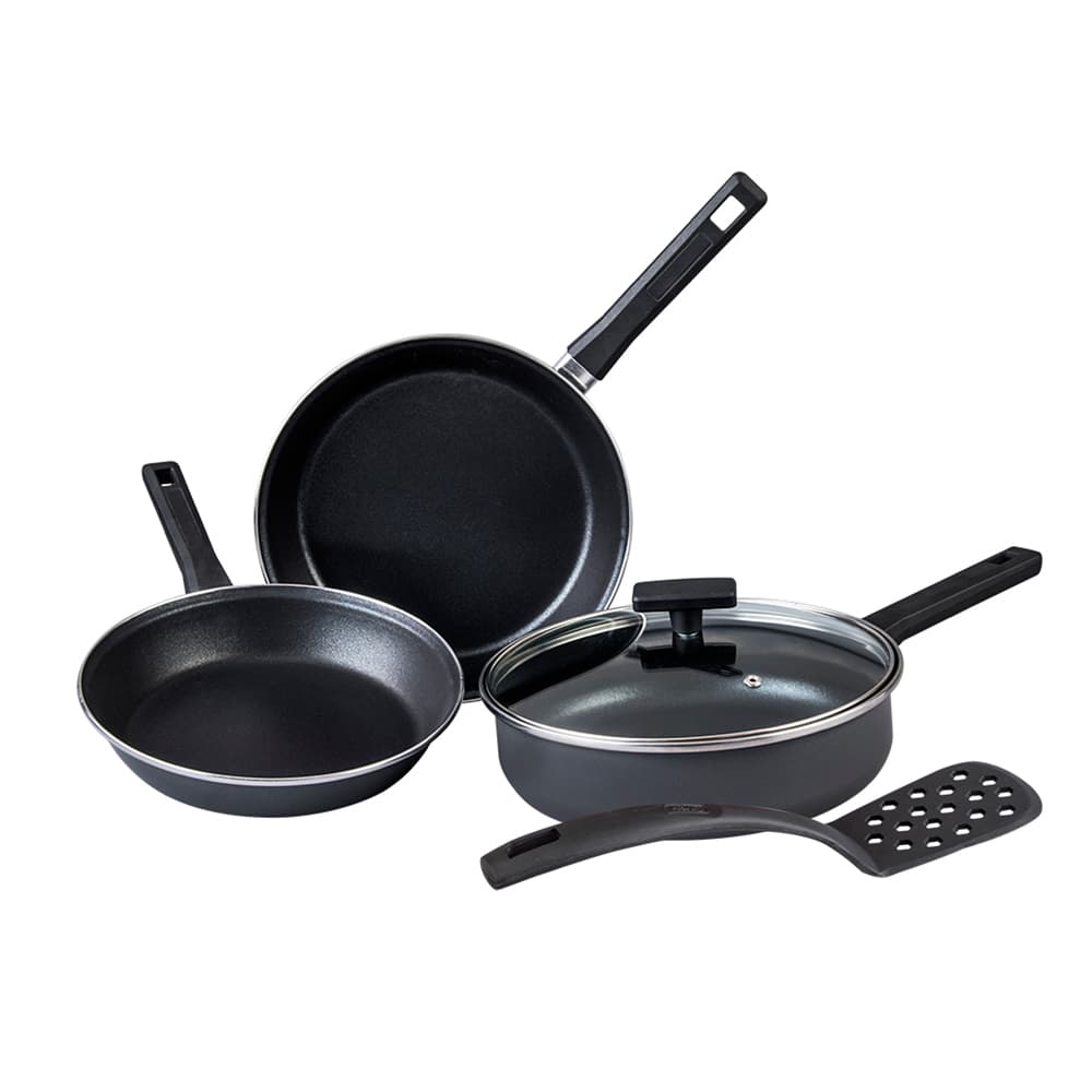 Set de Sartenes y Freidora 5 piezas Negro Duramax