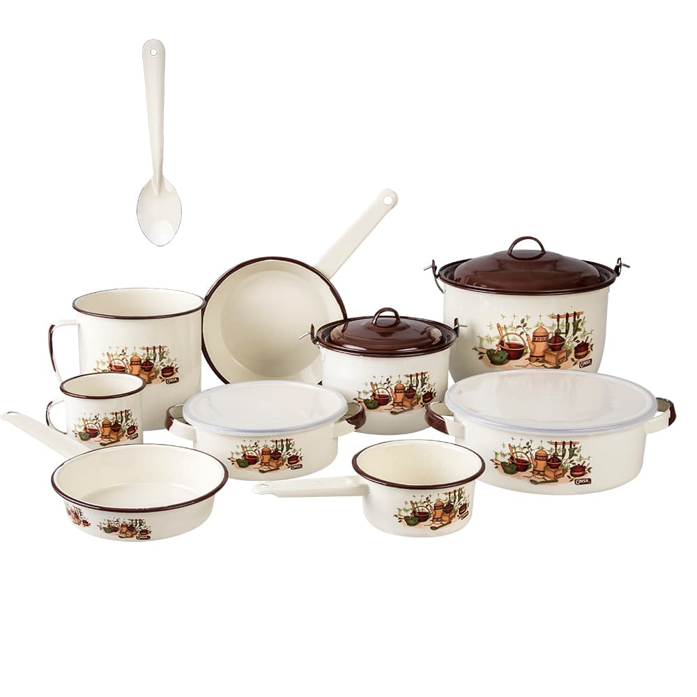 Batería de Cocina 14 pzs Crema Clásica Armonía